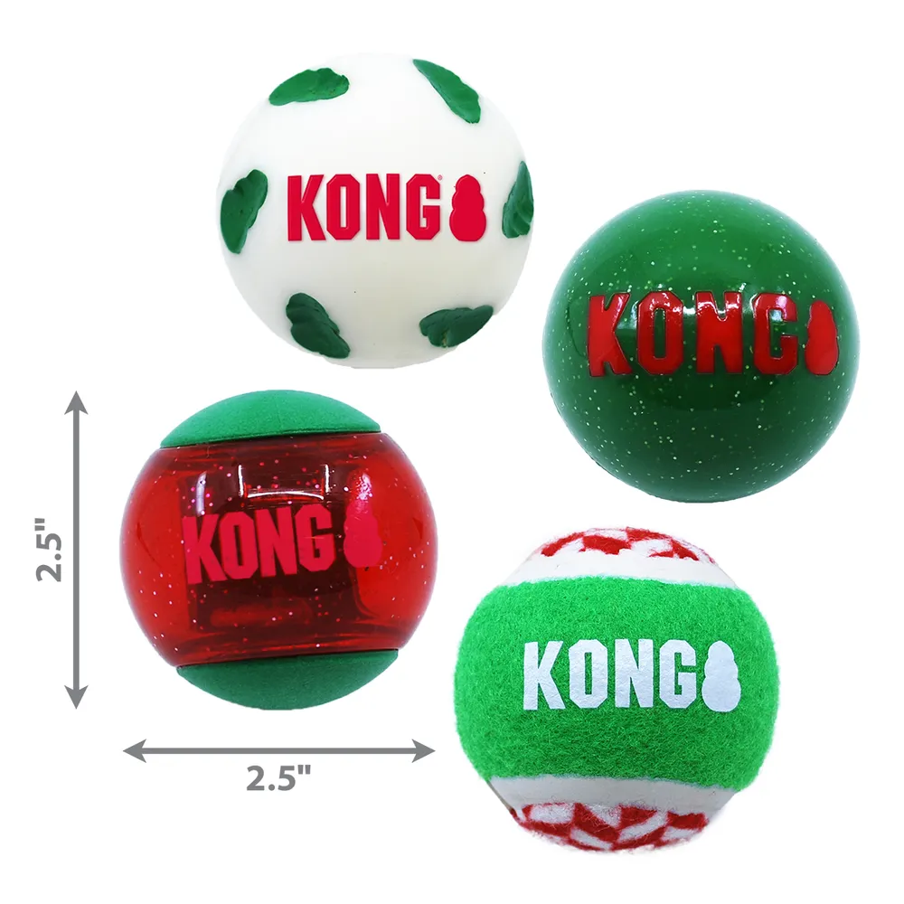 KONG Holiday Occasions Balls 4-pack M - jule hundelegetøj
